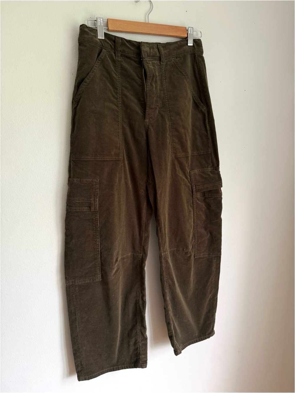 Citizens of Humanity Dark Green Marcelle Corduroy Wide-leg Cargo Pants - Picture 4 of 7